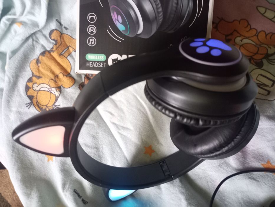 Навушники з Кото вушками Bluetooth STN 28 Cat чорні