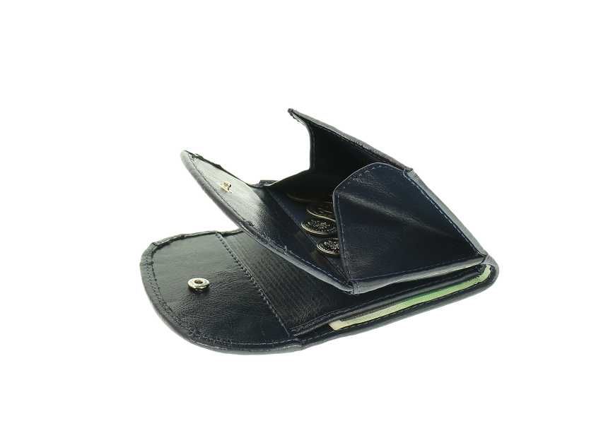 Skórzany portfel męski banknotówka, bilonówka granatowy PL producent