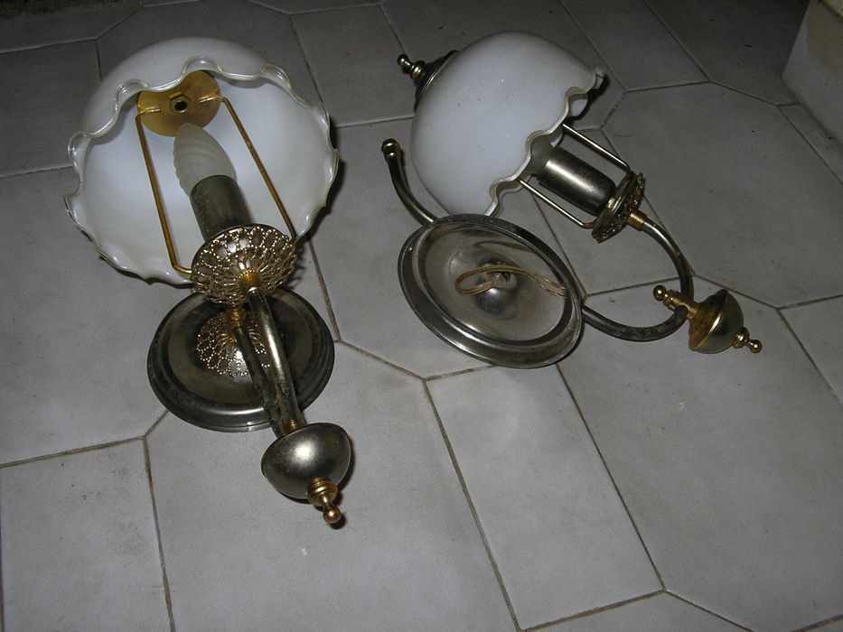 Apliques em Latão e Vidro e Plafonnier