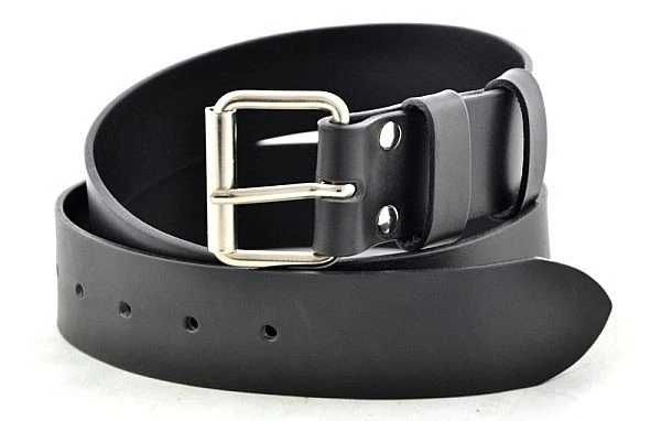 Pas wojskowy skórzany czarny z jednym bolcem