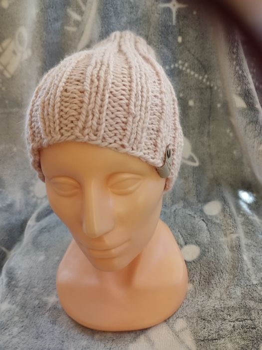 Okazja !!? Ciepła czapka robiona na drutach wełna + alpaca