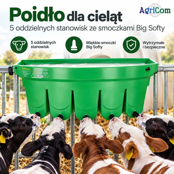 Poidło dzielone, korytko dla cieląt dzielone 5-cio smoczkowe Kerbl
