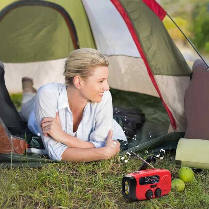 Awaryjne radio solarne ręczne z dynamem latarka powerbank