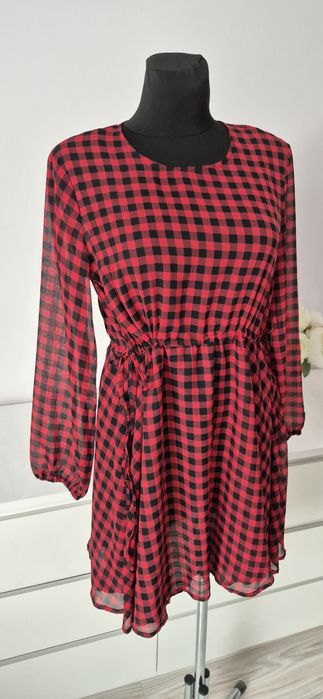 Sukienka Czerwona w kratke  L House Brand