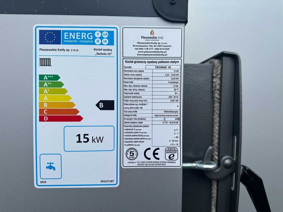 Ekologiczny Pleszewski Kocioł Piec C.O. z Podajnikiem na Ekogroszek 15kW 5 klasa Ekodesign, dostawa GRATIS, dotacja, montaż