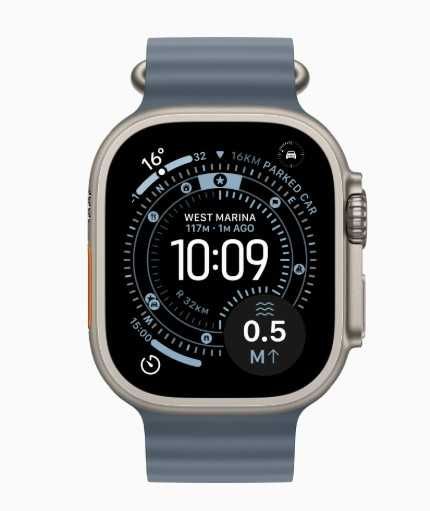 Apple Watch Ultra 3 GPS + Cellular, Caixa em titânio natural de 49 mm com Bracelete Ocean azul âncora