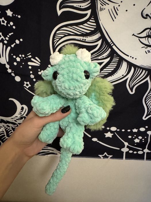 Smok dziergany na szydełku, handmade, pluszak, maskotka