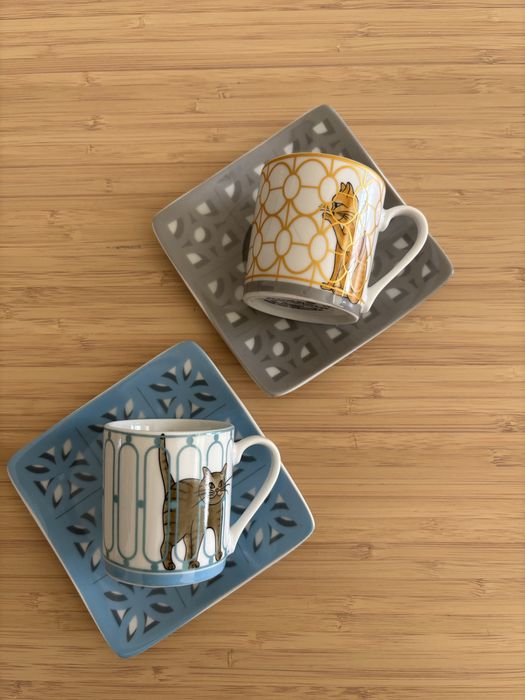 Conjunto 2 chávenas expresso/gato com pires