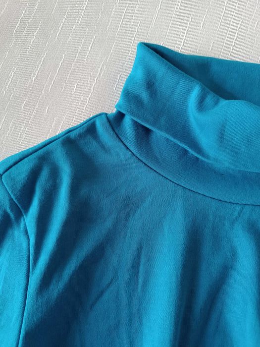 євро 40 / 46-48 блакитна аква кофта під горло гольф водолазка бавовна