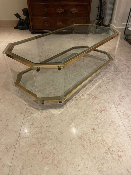 Mesa de centro de vidro vintage