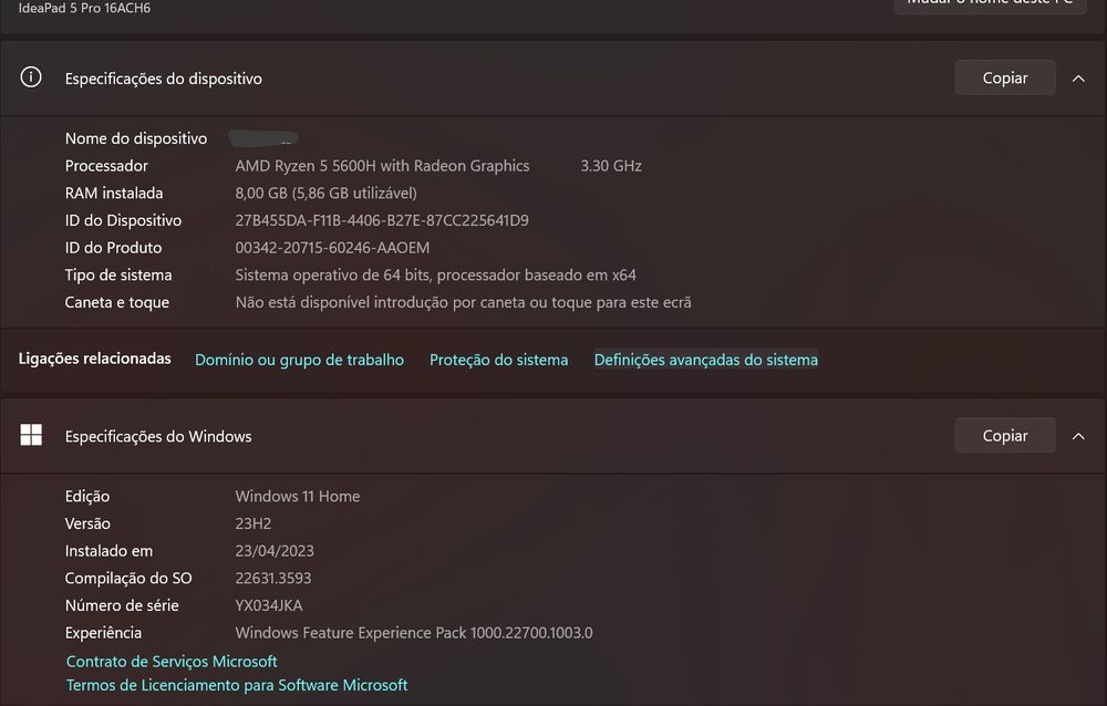 Notebook Lenovo IdeaPad 5 Pro