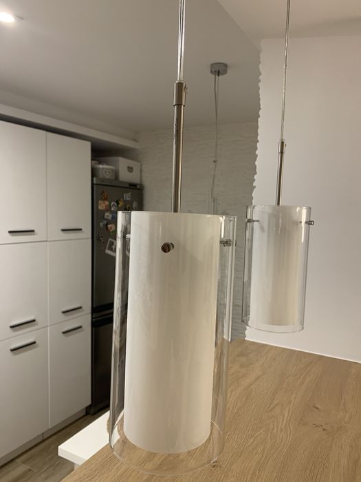 Lama wisząca lampy wiszące 3szt białe szkło