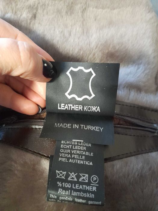 Трендовая кожаная дублёнка турецкого производства р. 48