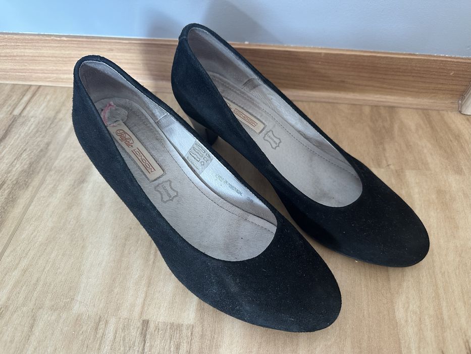 Buty damskie na obcasie - czarne, skórzane, Stylife London, rozm. 38