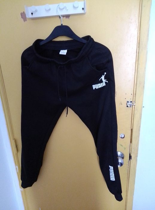 Calças de fato de treino Puma pretas - Tamanho S - Logo branco