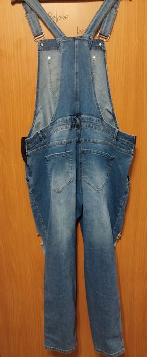 Ogrodniczki ciążowe spodnie jeansowe jeansy acid wash Bonprix Mama