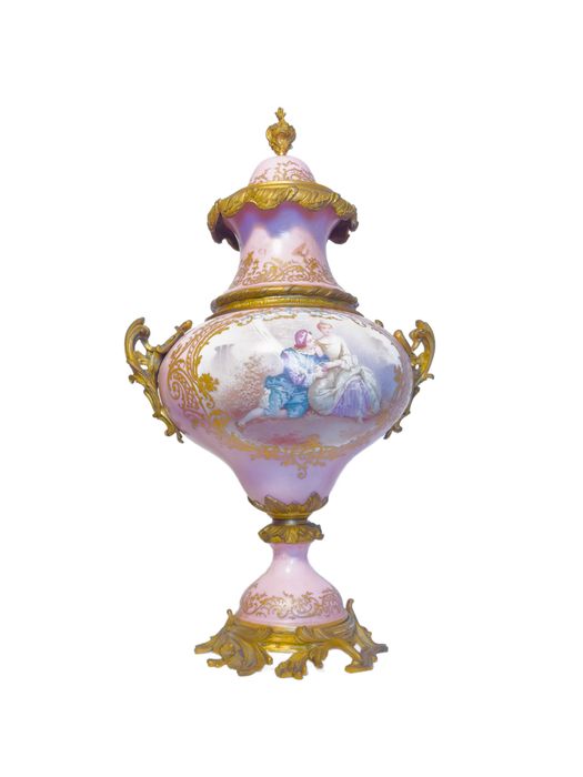 Vaso porcelana rosa Sevres Watteau Napoleão III | 1775