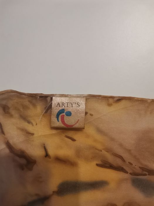 Artys Handmade chusta, apaszka 100% Silk, odcienie brązu