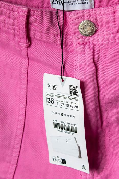 Штани жіночі рожеві zara, розмір 44 (s), 100% бавовна, карго, нові з б