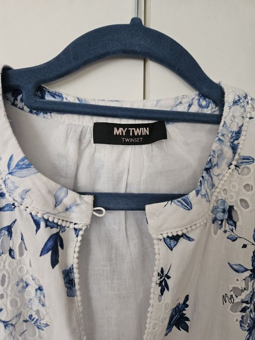 Biała niebieska sukienka My Twin boho kwiaty