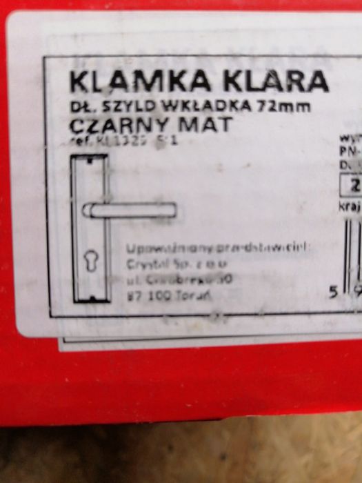 Klamka czarna lub satynowa 72mm drzwi zewnetrzne