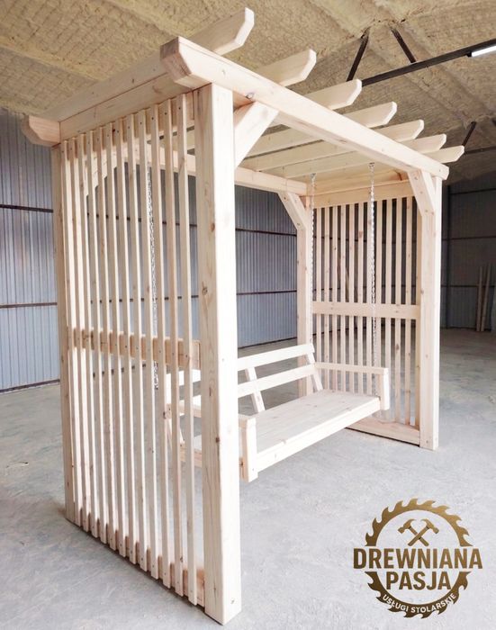 TRANSPORT POLSKA! Nowoczesna Huśtawka Pergola! Suszone drewno!