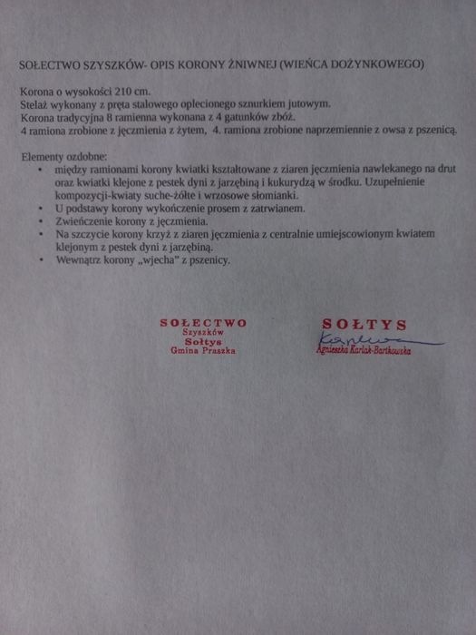 Korona żniwna wieniec dożynkowy