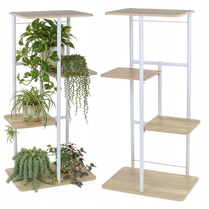 Stojak Kwietnik Na Kwiaty Metalowy Drewniany Dekoracje Regał 74Cm