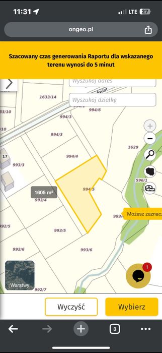 Dzialka budowlana  16a