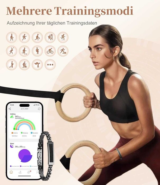 Bransoletka fitness tracke wodoszczelność czarna Smartband Walentynki