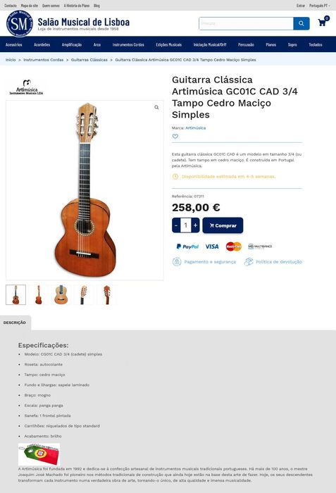 guitarra criança tamanho 3/4 ARTIMUSICA violão