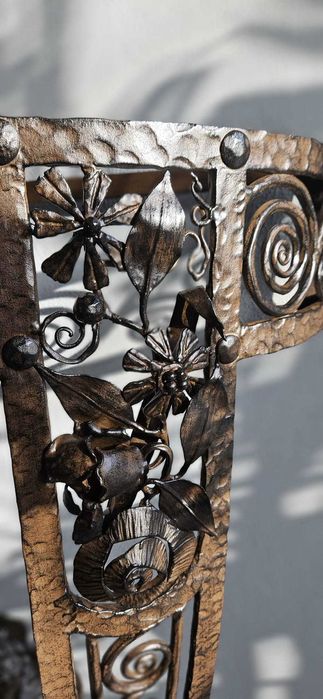 Consola art-deco Paul Kiss em ferro forjado e mármore