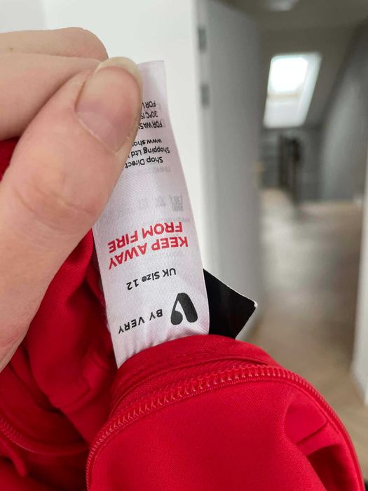 By Very czerwony 40 l  kombinezon z falbanką szerokie spodnie dzony