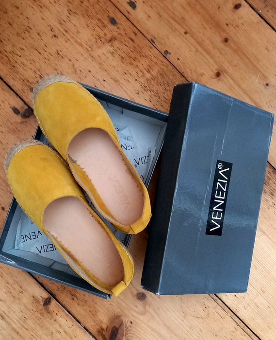 Zamszowe Espadryle Venezia Best Dou 15 Yell żółte z naturalnej skóry 37