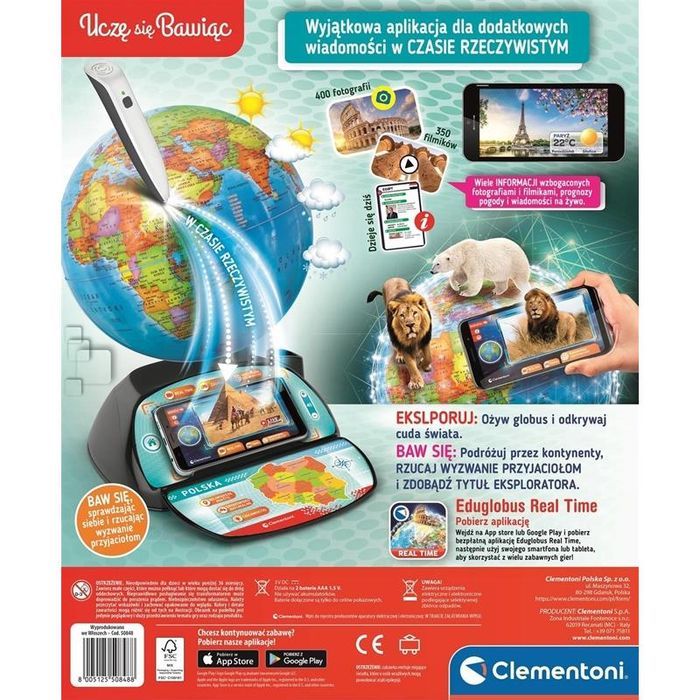 Clementoni Interaktywny Globus Eduglobus Exploreglobe Real Time 50848
