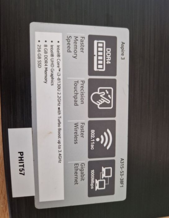 Ноутбук 15.6" intel i3-8130U 3.4Ghz/8gb ddr4/ssd256gb Повністю робочий