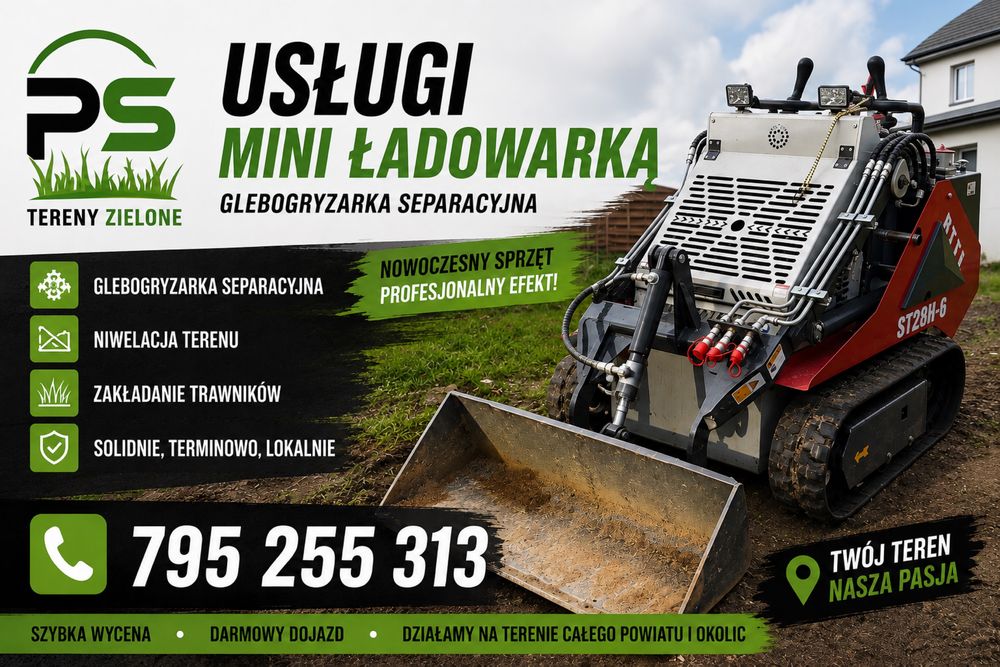 Zakładanie trawników , niwelacja terenu,glebogryzarka separacyjna