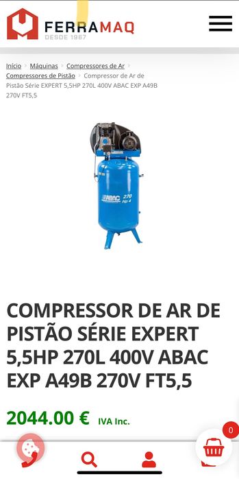 Compressor vertical ABAC 5,5cv 270 litros 11 bar