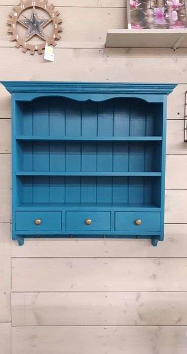 Szafka wisząca półka rustykalna,prowansalska,niebieska,turkus