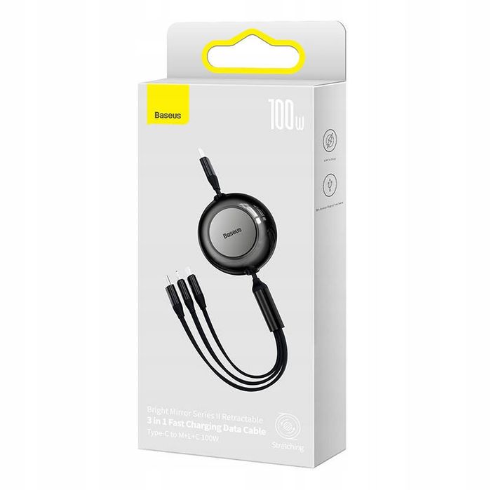 Baseus Kabel Zwijany 3W1 Usb - Micro Usb Do Lightning + Usb-C 1,1M
