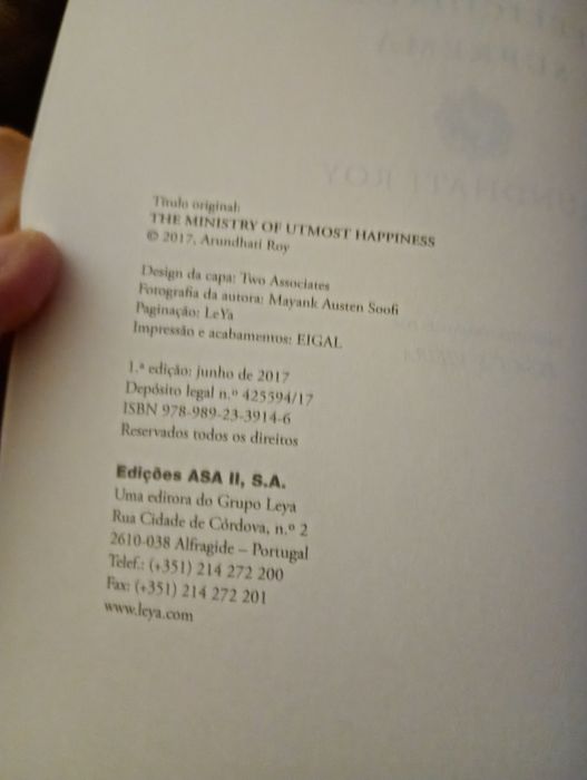 O ministério da felicidade suprema-Arundhati Roy- 1 edição- Asa - 10E- Dado antigo-2E Desde 2E