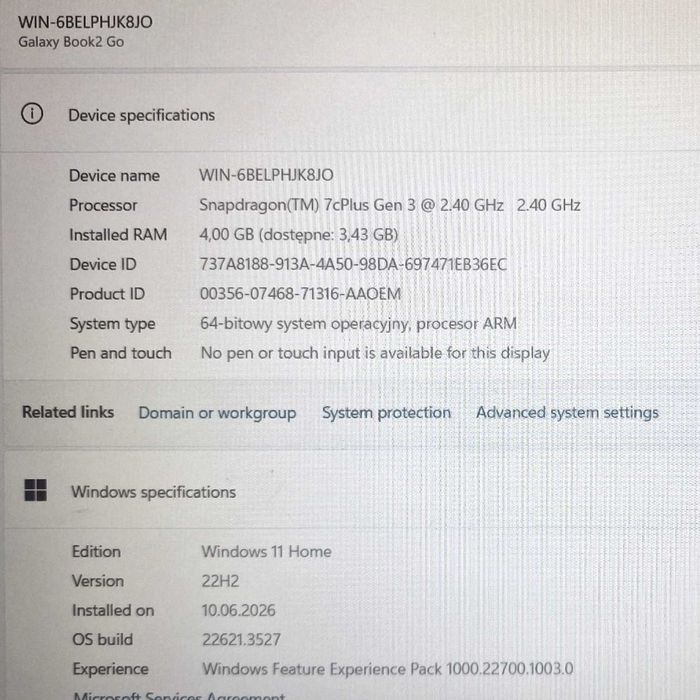 Laptop Samsung Galaxy Book2 GO