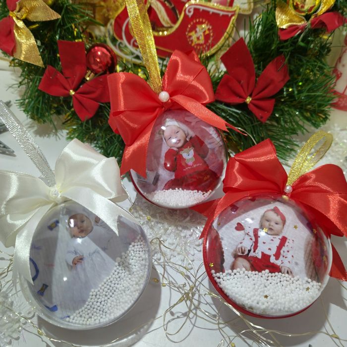 Новорічна куля кулька з фото фотошграфією з бантиком