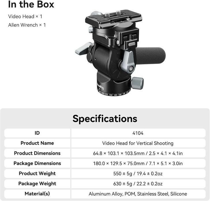SMALLRIG 4104 Głowica do fotografowania w pionie/poziomie