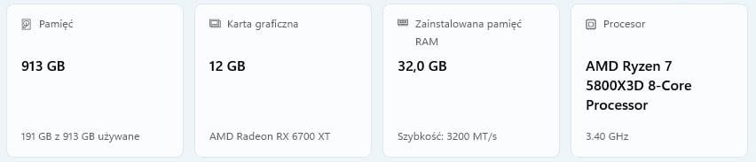 Komputer RYZEN 7 5800x3D / RX 6700XT