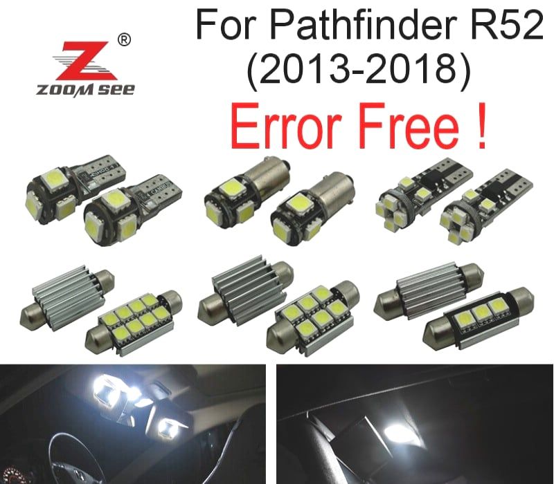 KIT COMPLETO DE 13 LÂMPADAS LED INTERIOR PARA NISSAN PATHFINDER R52 2013 -2018