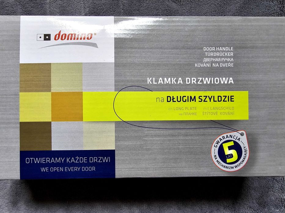 Stylowa klamka Domino PRESTO na długim szyldzie – nowa