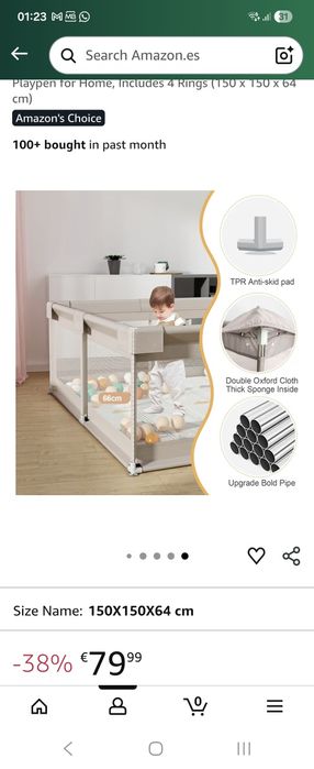 Parque Bebé 1,5 x 1,5 m