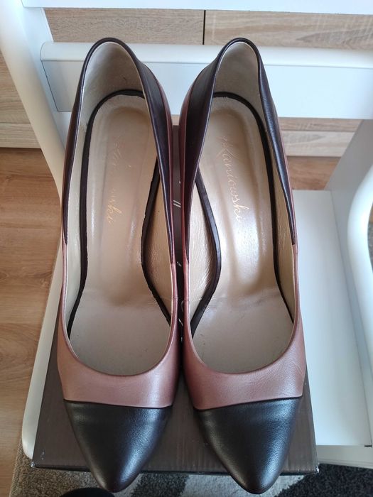 Buty na obcasie Kaniowski skórzane, eleganckie r.40/25.5 cm