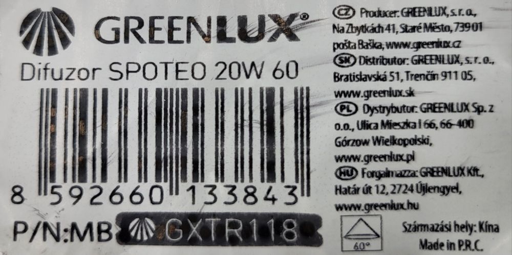 1/2 ceny-Oprawki/Dyfuzory GreenLux 20W 60